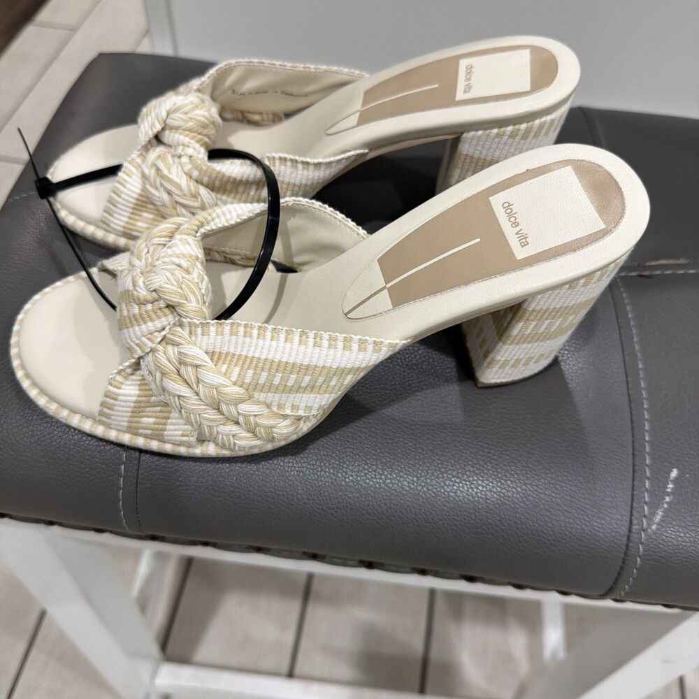 Dolce Vita Brilah Women's Striped Knotted Block Heel Slide Sandals Size 8
